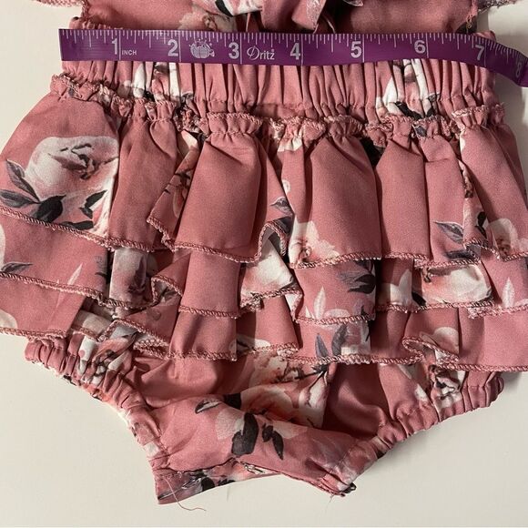 Pink Floral Baby Girls’ Ruffled One-Piece 6-9 Months EUC - Picture 3 of 7